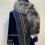 Елян (Национальный халат) из бархата в синем цвете №43